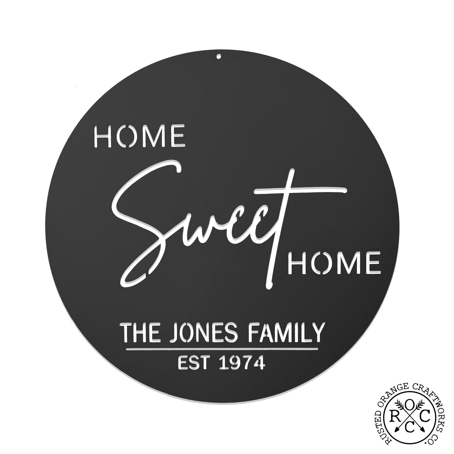 Sweet Modern Family Plaque - Circle Home Sweet Home Sign With Name and Date or Address