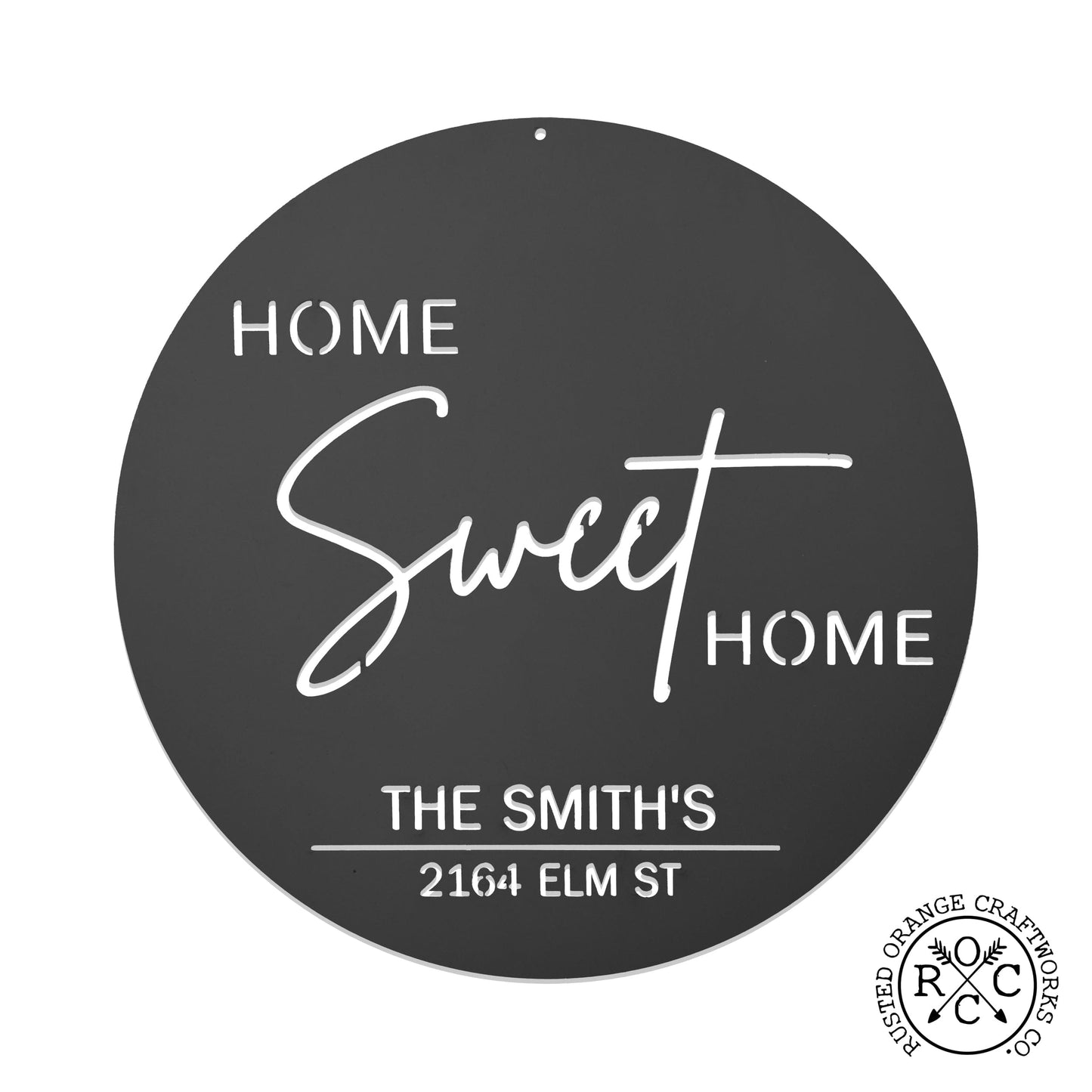 Sweet Modern Family Plaque - Circle Home Sweet Home Sign With Name and Date or Address