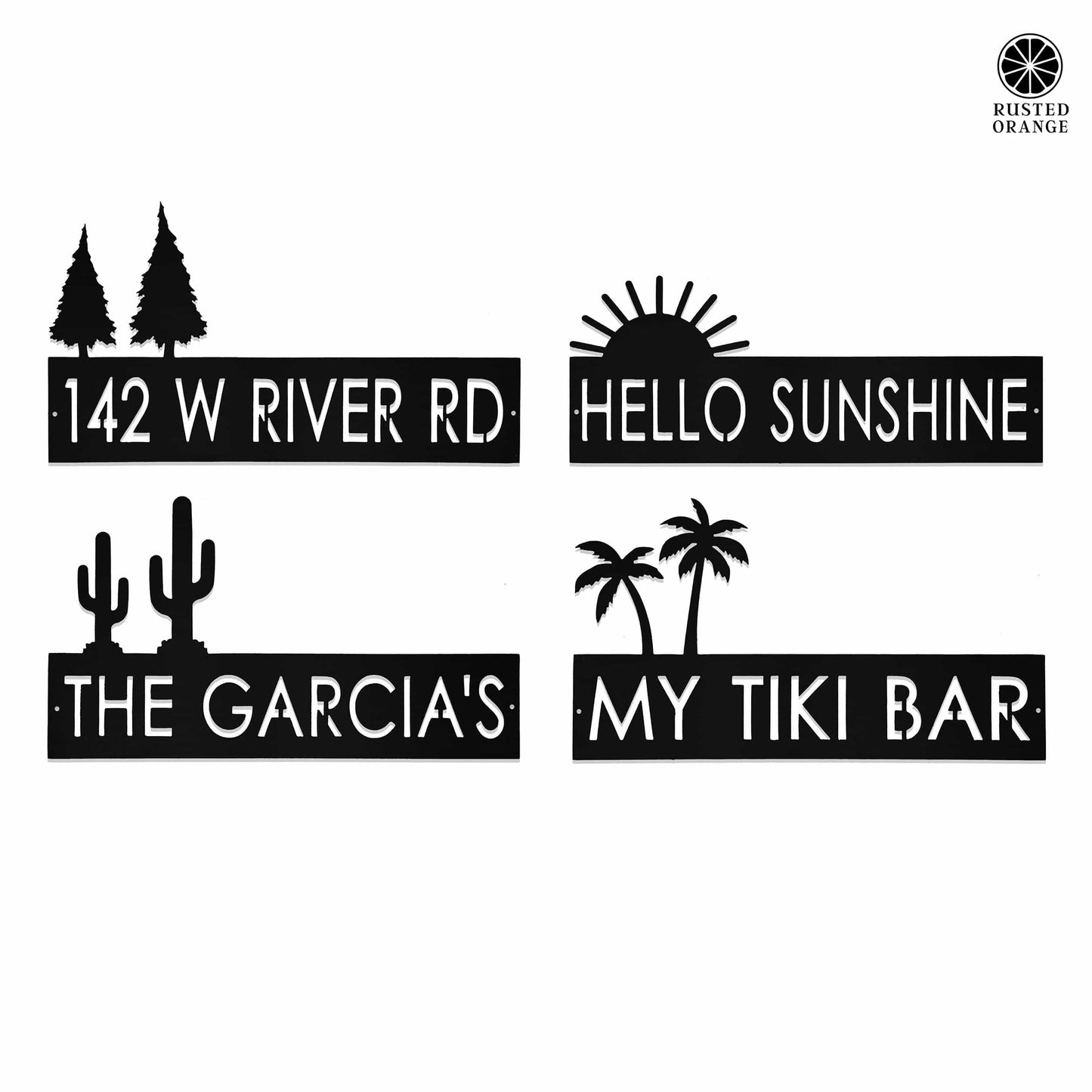 XL Landscape Address Plaque - 4 Styles - Circular Address Plaque for House Numbers