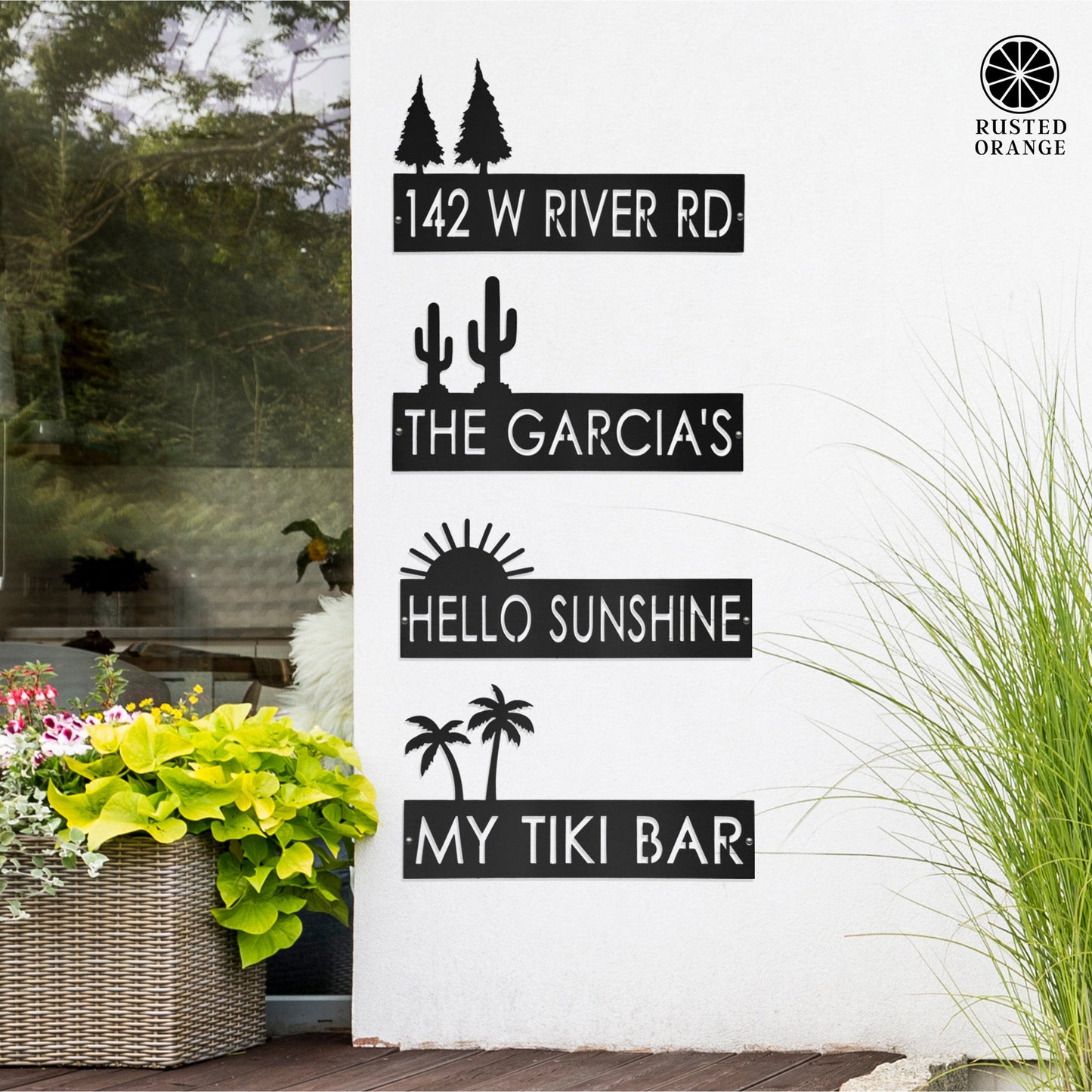 XL Landscape Address Plaque - 4 Styles - Circular Address Plaque for House Numbers