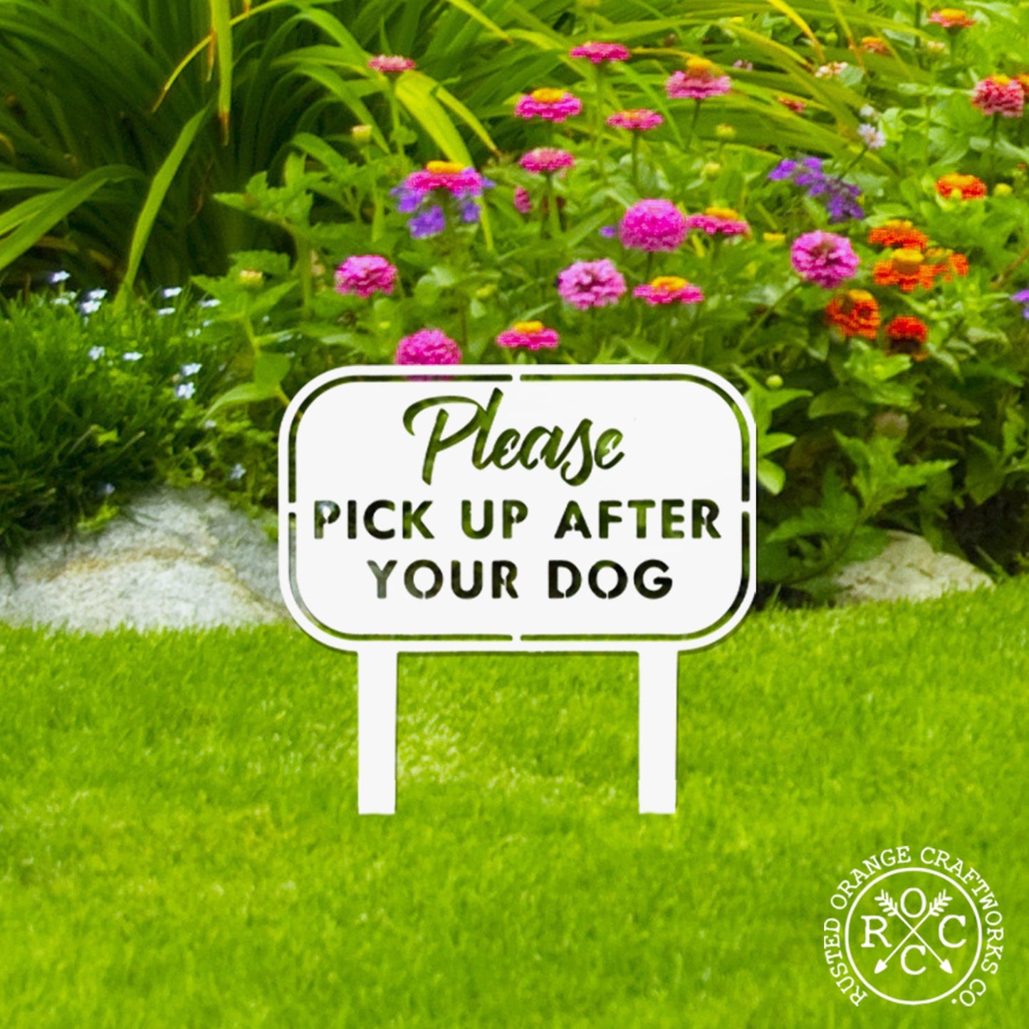 Pick Up the Poop Yard Stake - Dog No Pooping Signs for Yard and Lawn