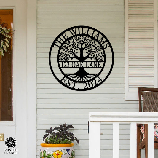 Established Family Tree Name Sign - Family Tree Wall Decor Last Name Signs for Home