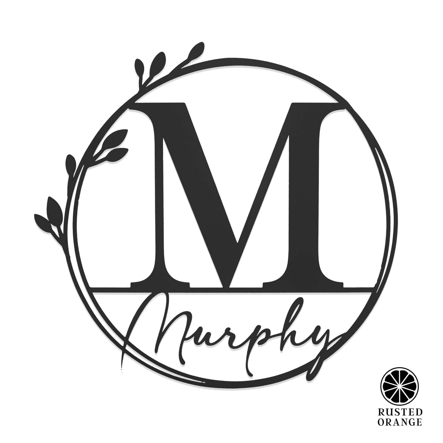 Floral Leaves - Outdoor Monogram Wreaths for Front Door - Monogram Wall Decor Metal Initial Signs