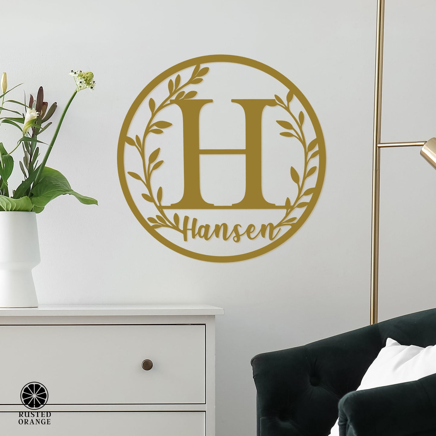 Vine Outdoor Monogram Wreaths for Front Door - Monogram Wall Decor Metal Initial Signs