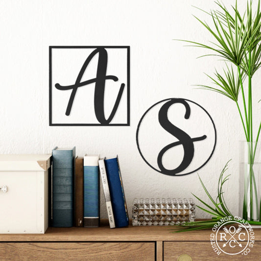 10" Modern Single Letter Monogram - 2 Styles - Custom Monogram Metal Wall Decor