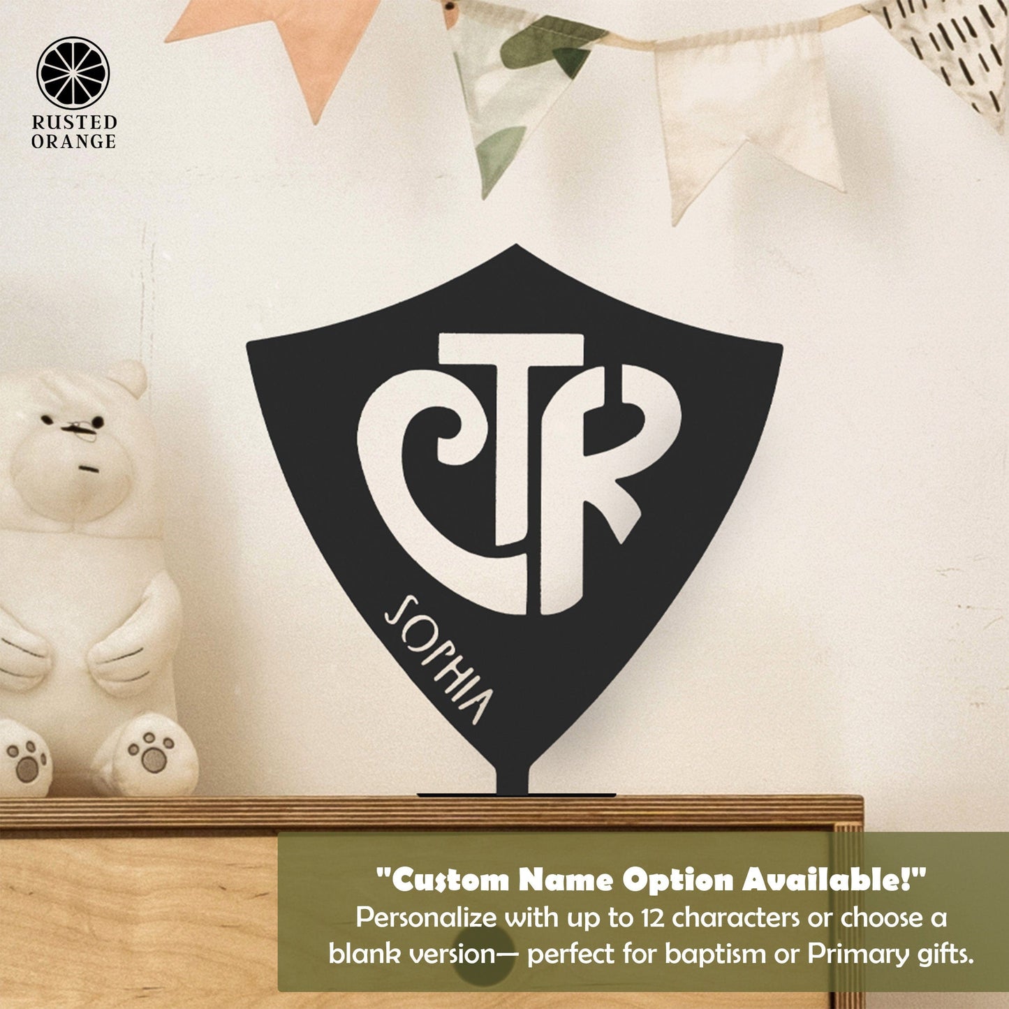 Choose the Right Stand Up Shield With Name - CTR Custom Metal Sign Baptism Boy and Girl Gifts