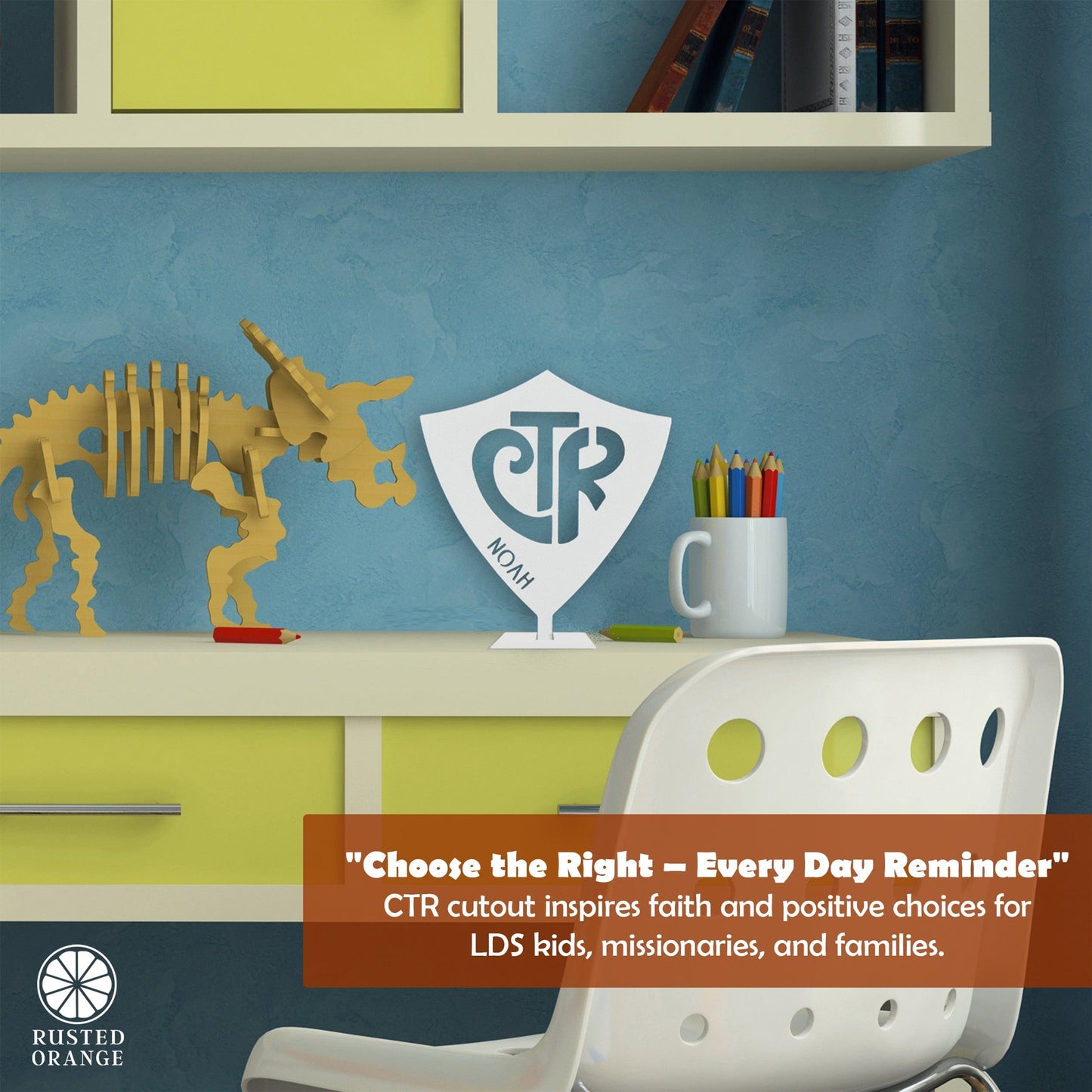 Choose the Right Stand Up Shield With Name - CTR Custom Metal Sign Baptism Boy and Girl Gifts