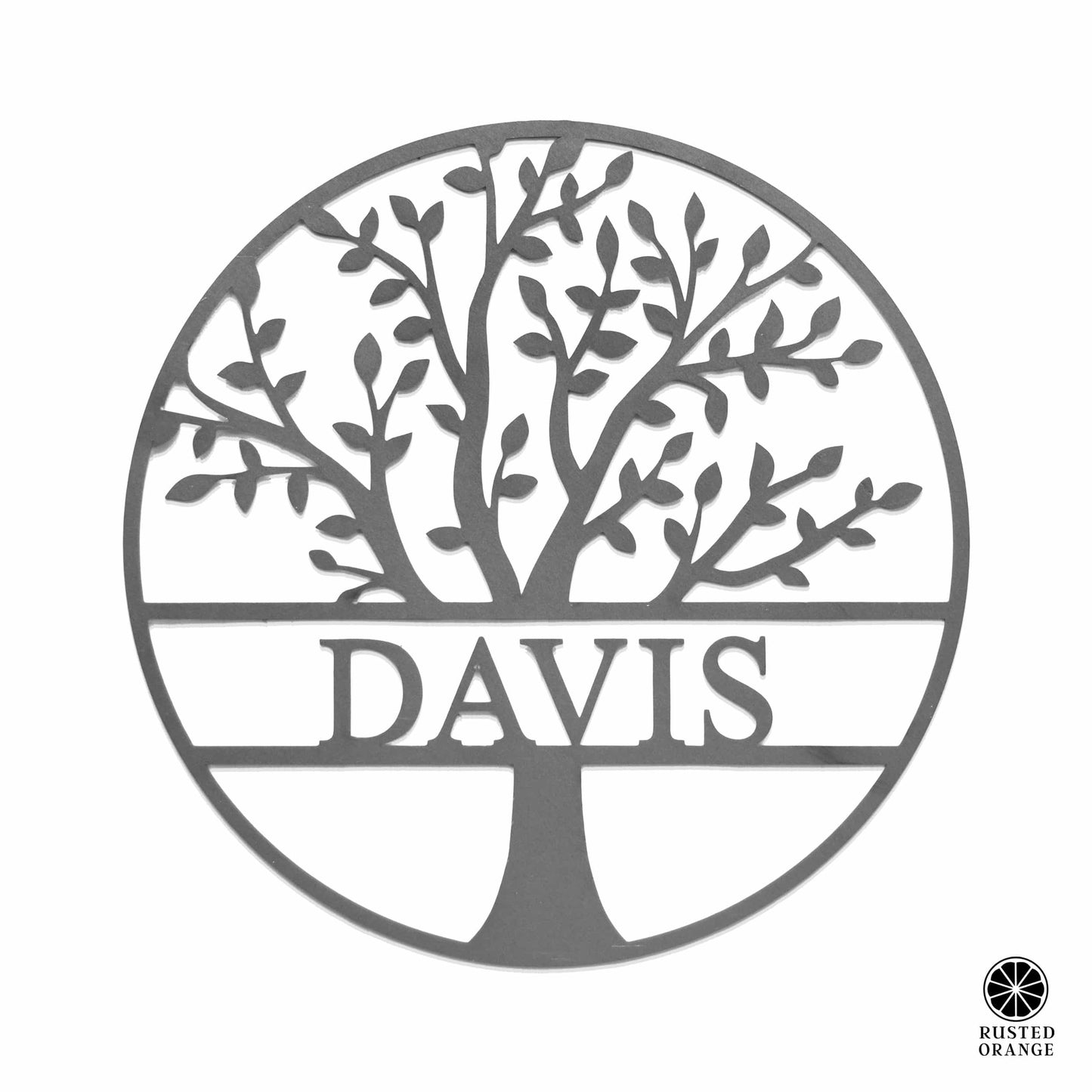 Family Tree Name Sign - 3 Sizes - Metal Personalized Last Name Signs for Wall or Door Decor