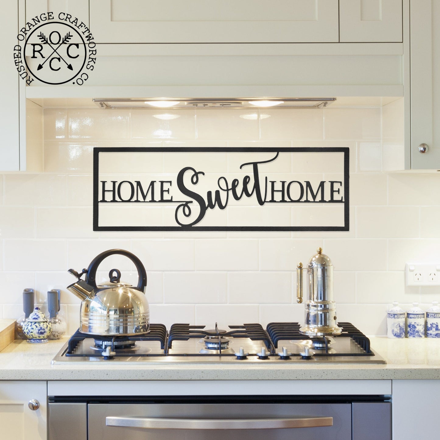 Home Sweet Home - Ranch Sign Front Door Rustic Modern Wall Decor