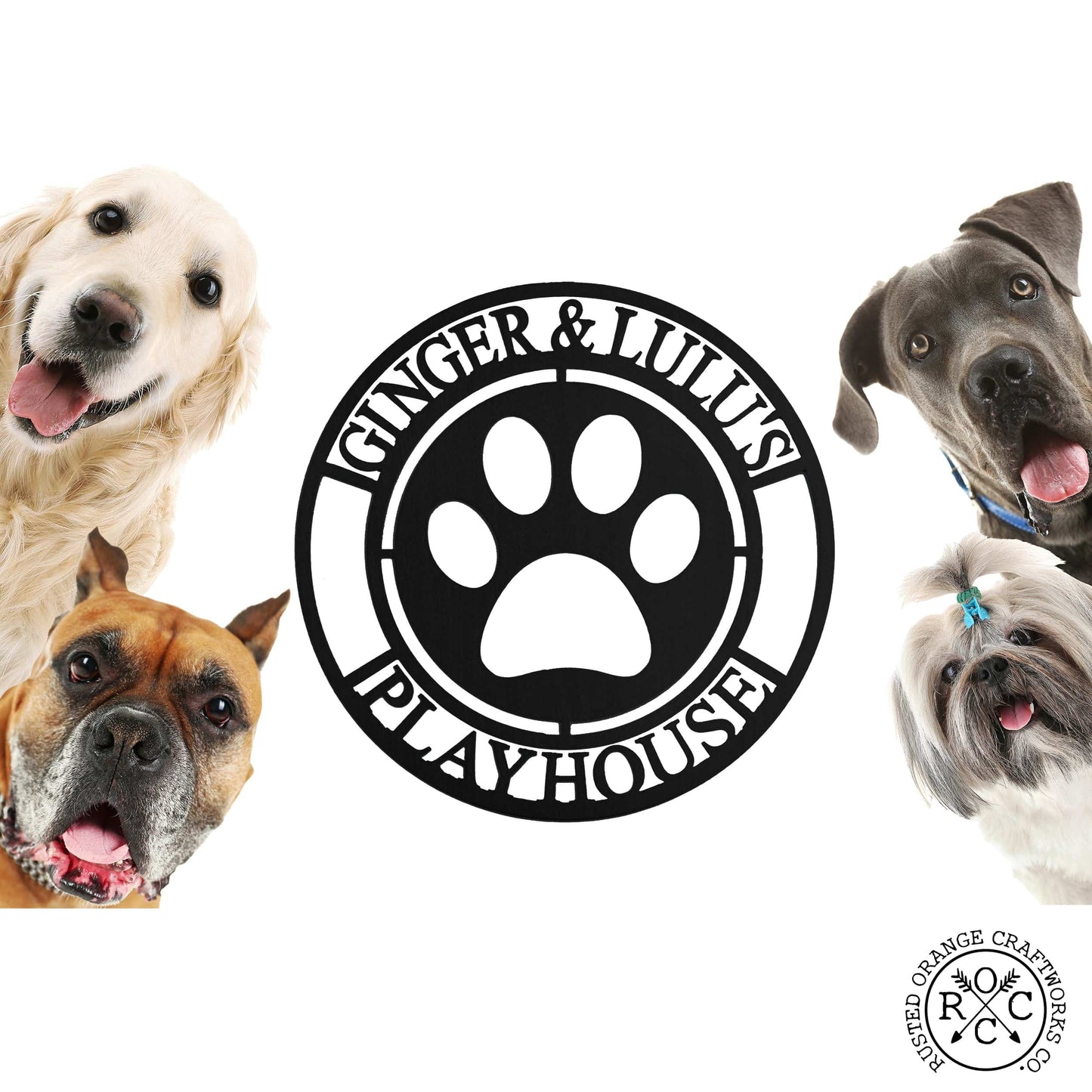 Paw Print Sign - Custom Metal Dog Wall Decor Sign for Home
