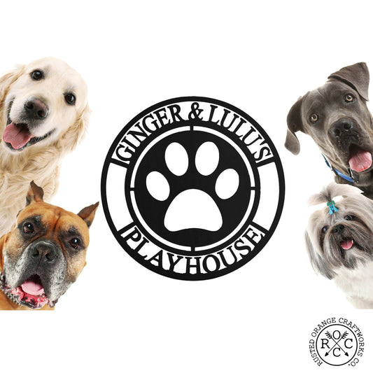 Paw Print Sign - Custom Metal Dog Wall Decor Sign for Home
