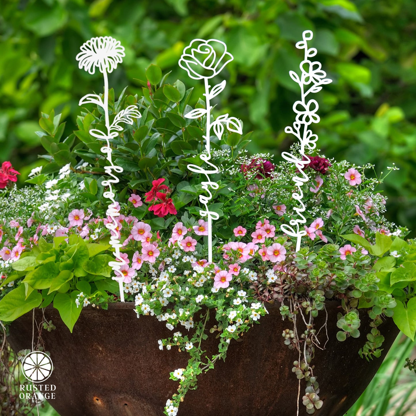 Flower Pick- Set of 3 Metal Flowers