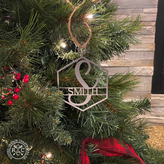 Hexagon Monogram Ornament 5 Pack – Personalized Christmas Ornaments, Custom Initial and Name
