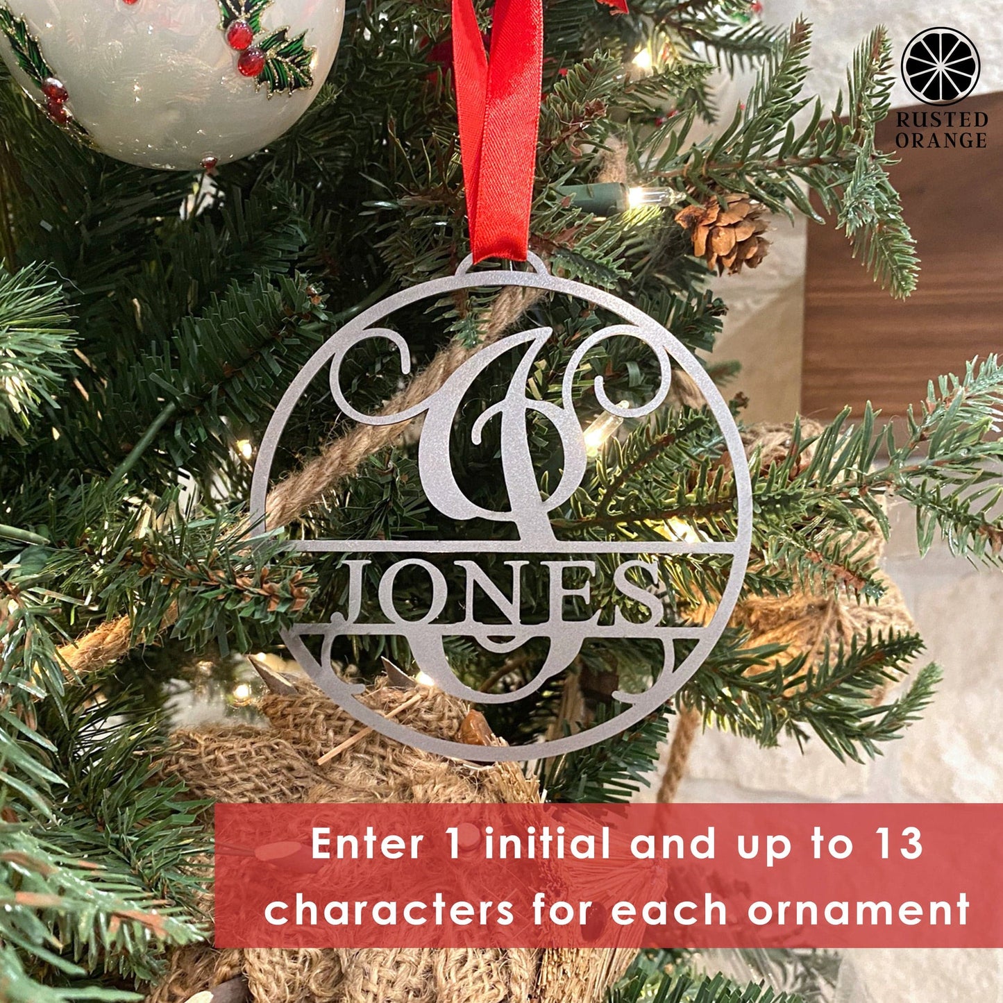 Circle Monogram Ornaments - 5 Pack - 4", 6", and 9" Personalized Christmas Tree Ornaments