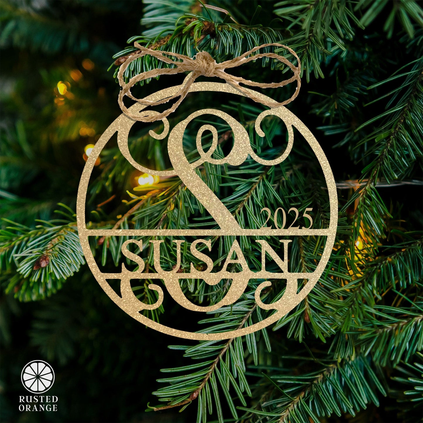 Circle Monogram Ornaments - 5 Pack - 4", 6", and 9" Personalized Christmas Tree Ornaments