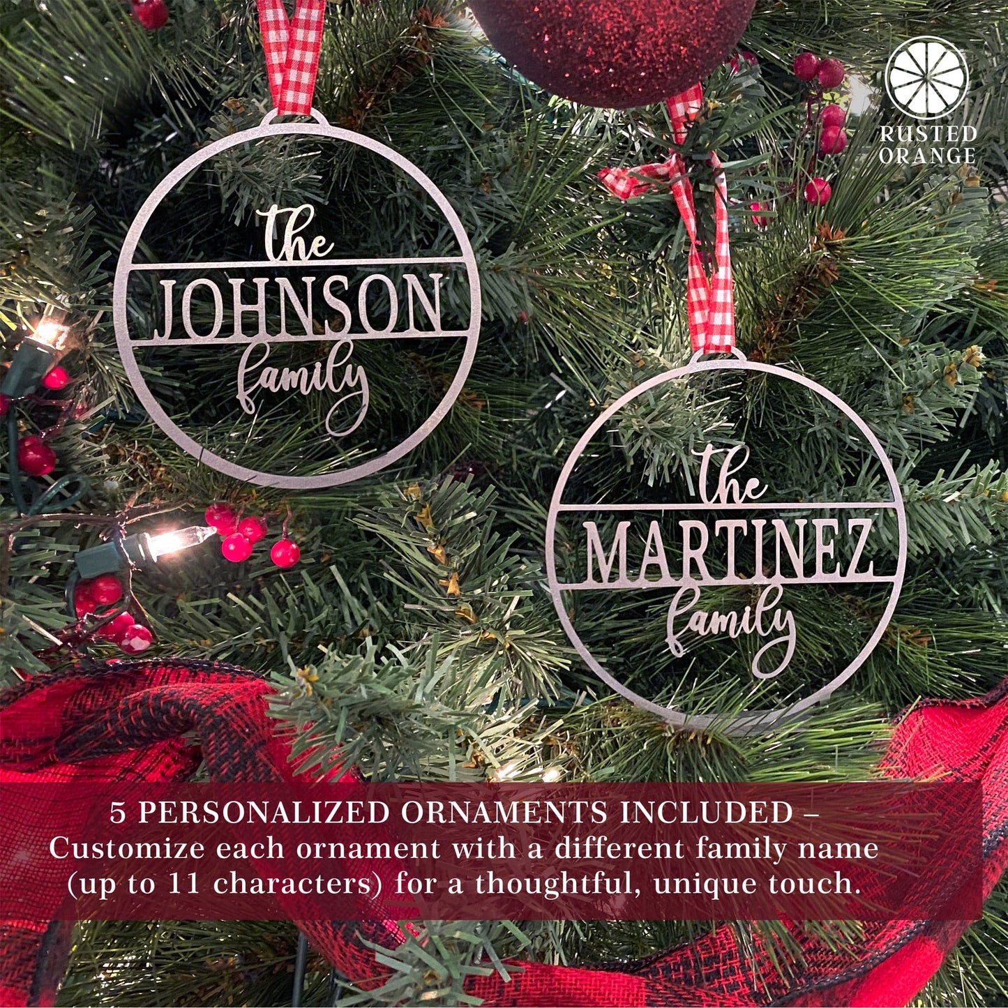 Family Name Personalized Ornaments - 5 pack - Design Your own Ornaments