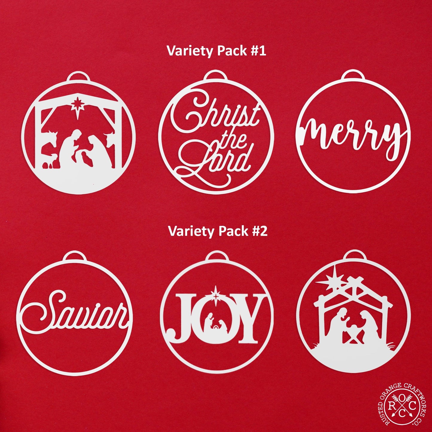 Merry and Bright Ornaments - Set of 3 - Christmas Ornament Jesus Decorations