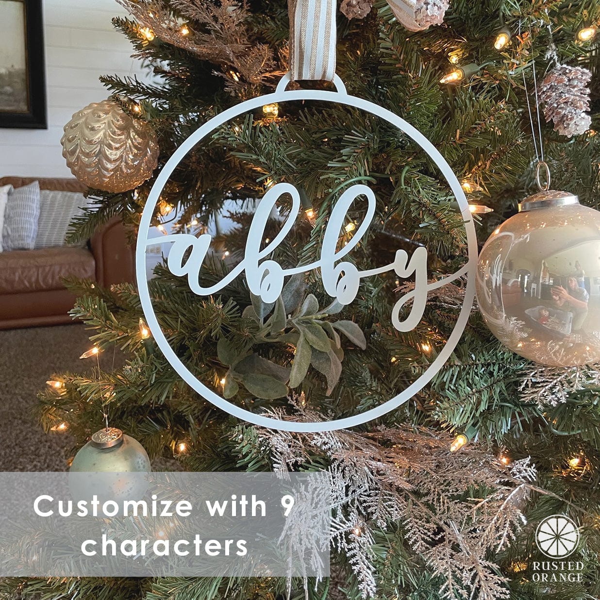 Minimalist Custom Ornament - Single - Metal Personalized Christmas Ornaments