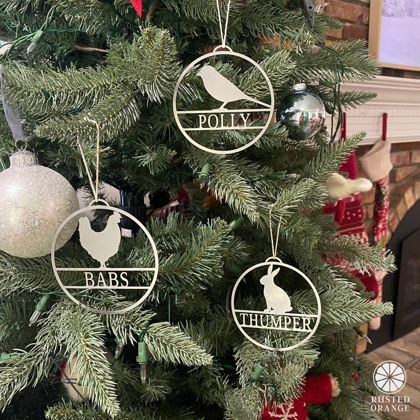 Personalized Pet Ornaments - Set of 2 - Custom Dog or Cat Christmas Tree Ornaments