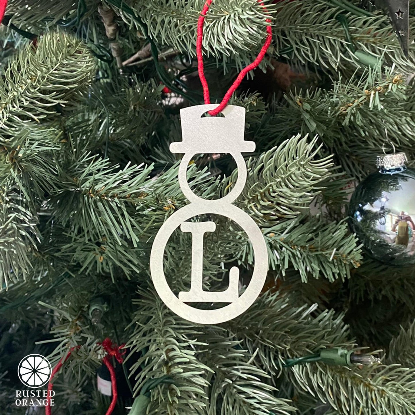 Snowman Ornament Monogram 5 pack - Personalized Christmas Snowman Decor