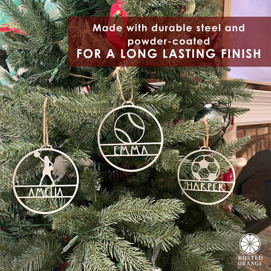 My Favorite Athlete Ornament - Single - 30 Sports Theme Styles - Metal Christmas Ornaments