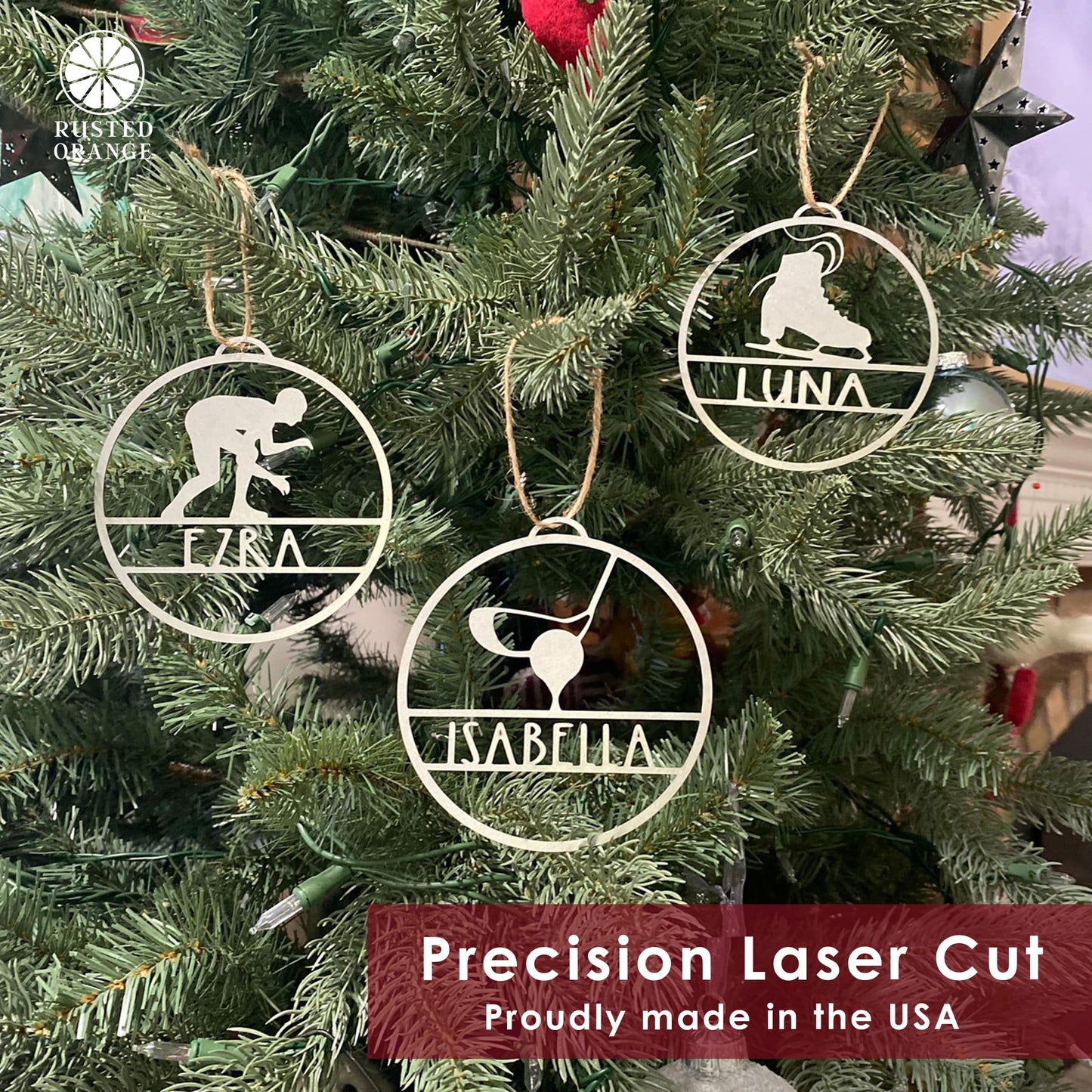 My Favorite Athlete Ornament - Single - 30 Sports Theme Styles - Metal Christmas Ornaments