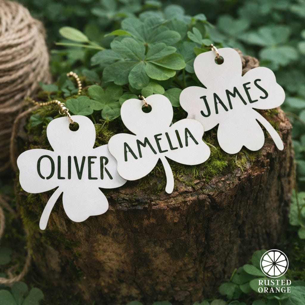 Personalized Shamrock Name Tags – Set of 3 Custom Metal Clover Cutouts