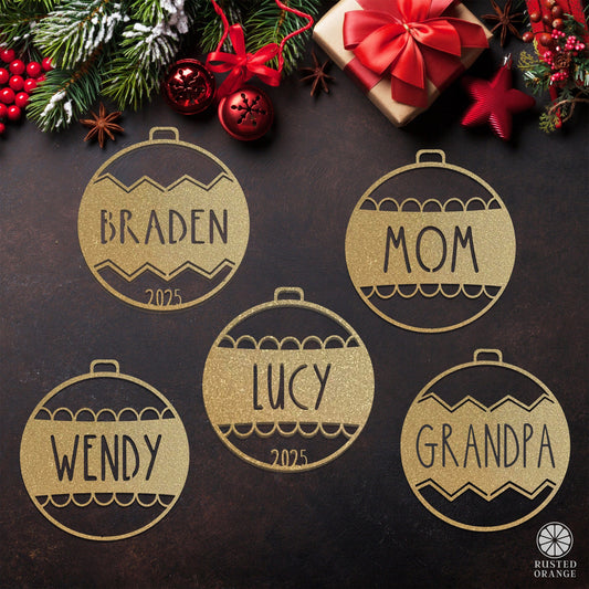 Traditional Name Ornament for Christmas Tree - 5 Pack