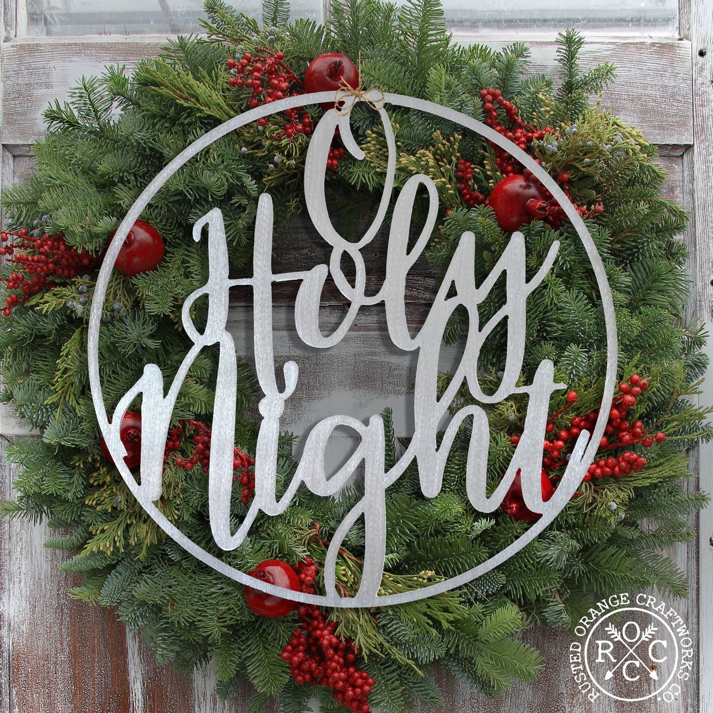 Winter Greeting Signs - Metal Christmas Wreath Decor