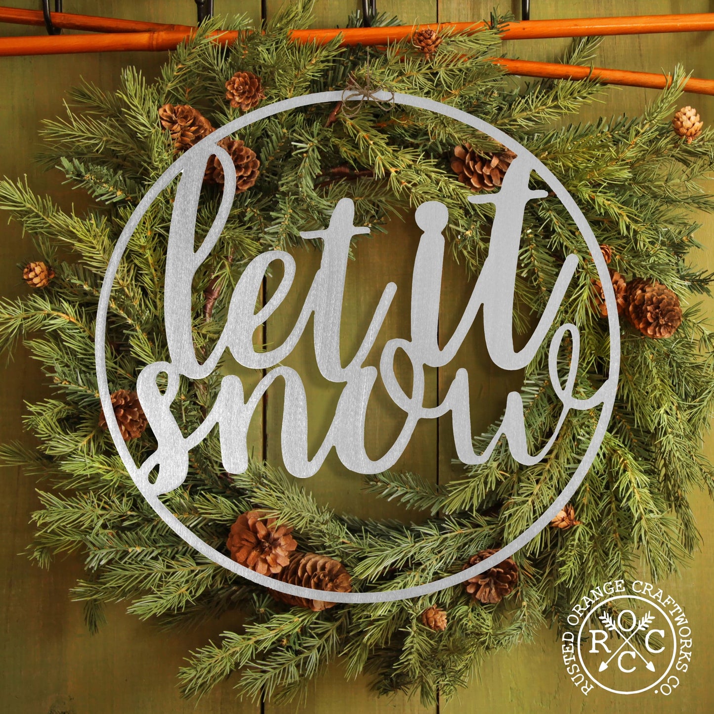 Winter Greeting Signs - Metal Christmas Wreath Decor