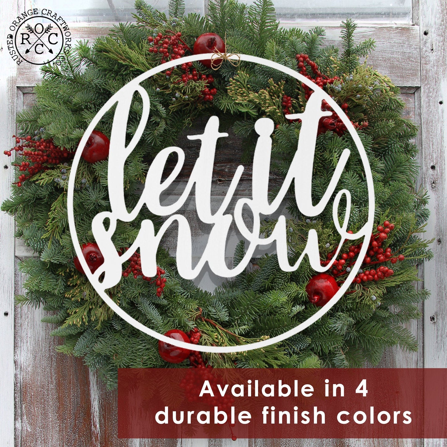 Winter Greeting Signs - Metal Christmas Wreath Decor