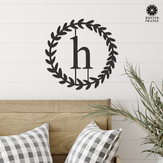 Olive Wreath Single Letter Monogram - 3 Sizes - Custom Metal Sign Monogram
