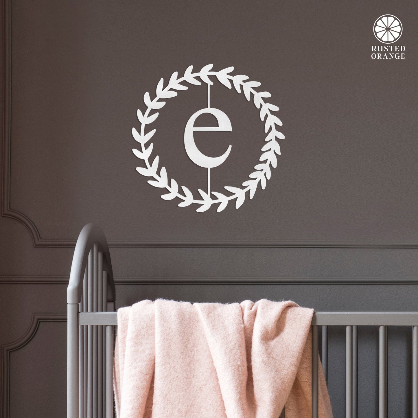 Olive Wreath Single Letter Monogram - 3 Sizes - Custom Metal Sign Monogram