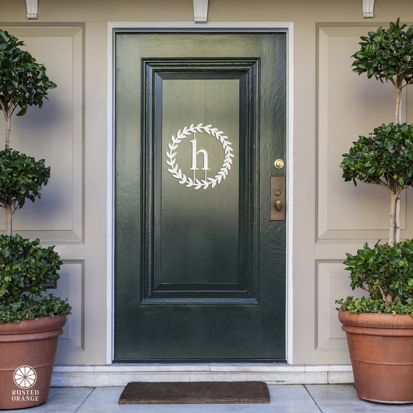 Olive Wreath Single Letter Monogram - 3 Sizes - Custom Metal Sign Monogram