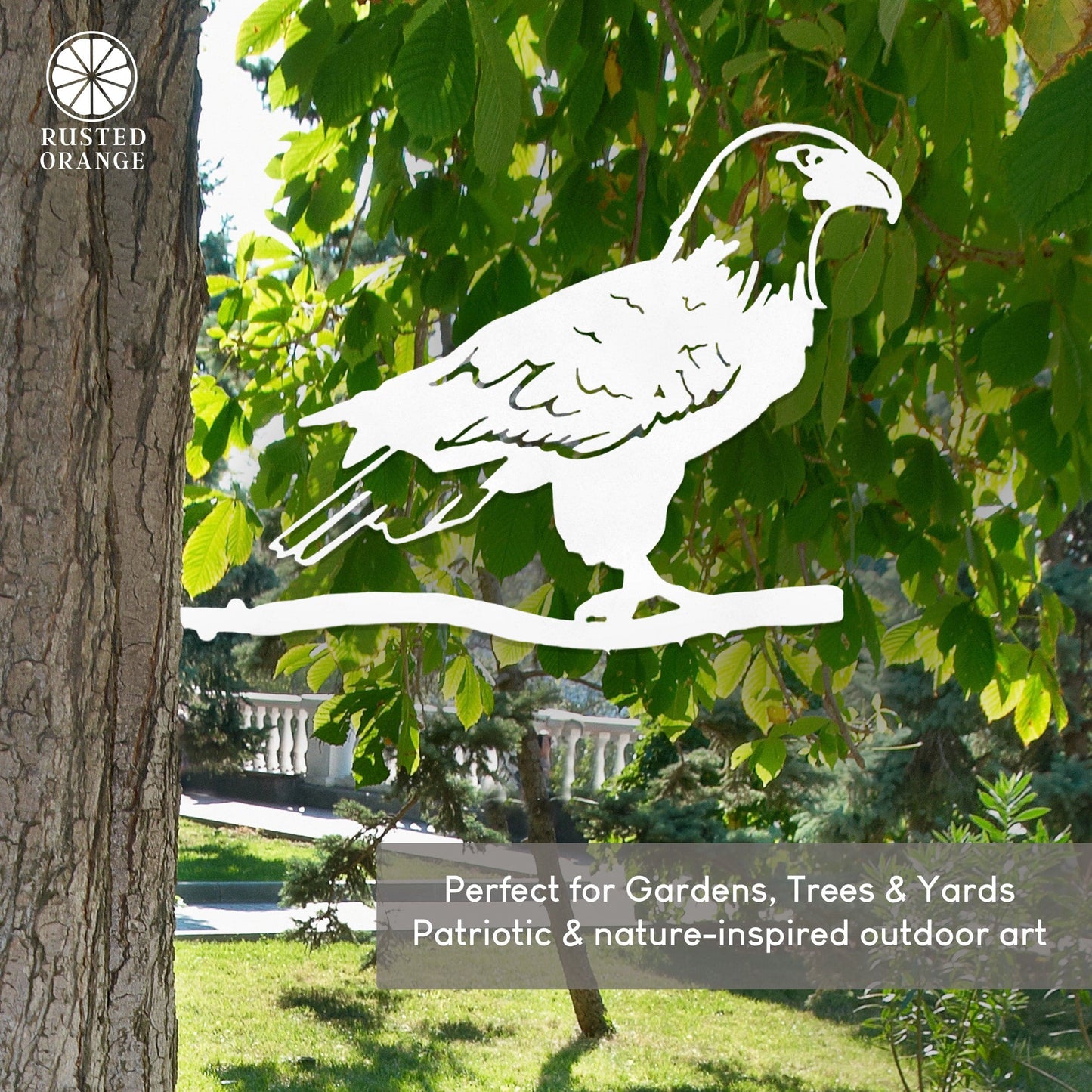 Steel Bald Eagle Tree Stake - Metal Bird Tree Stake for Garden or Lawn