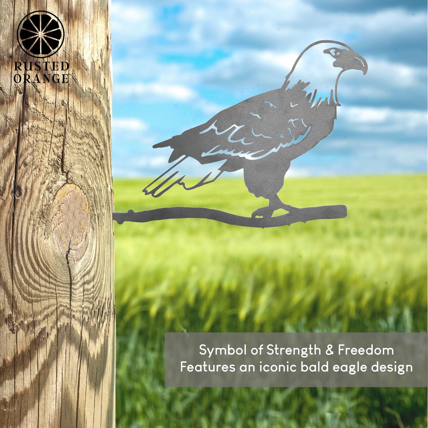 Steel Bald Eagle Tree Stake - Metal Bird Tree Stake for Garden or Lawn
