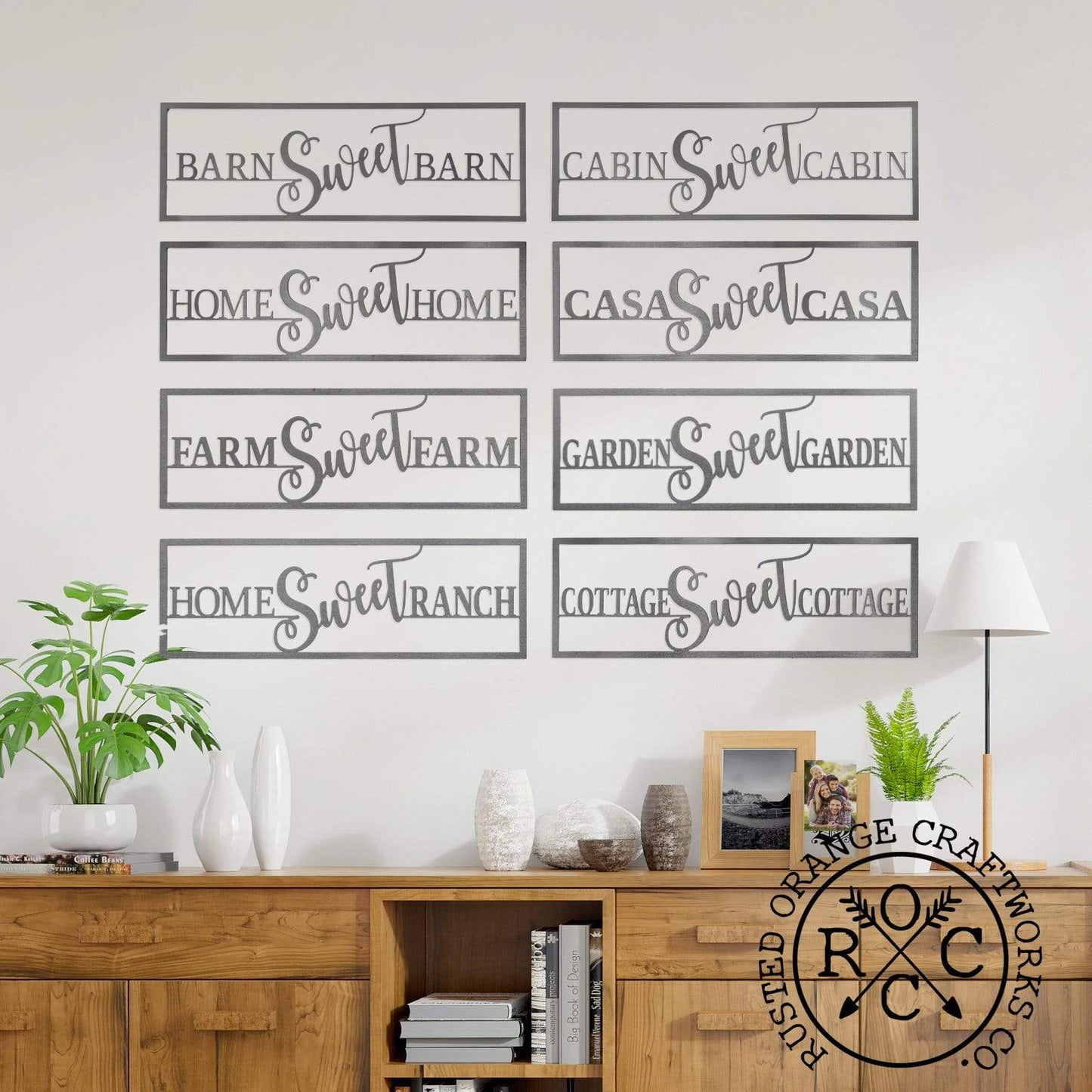 Home Sweet Home - Ranch Sign Front Door Rustic Modern Wall Decor