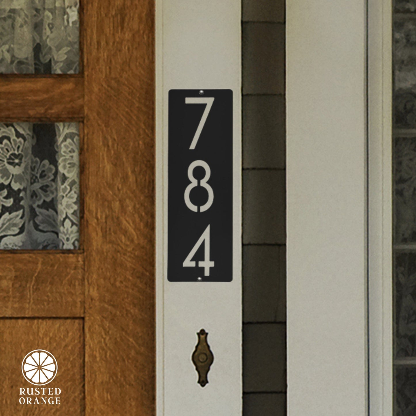 Cider House Rectangular Address Plaque - Metal Vertical House Numbers For Outside Home