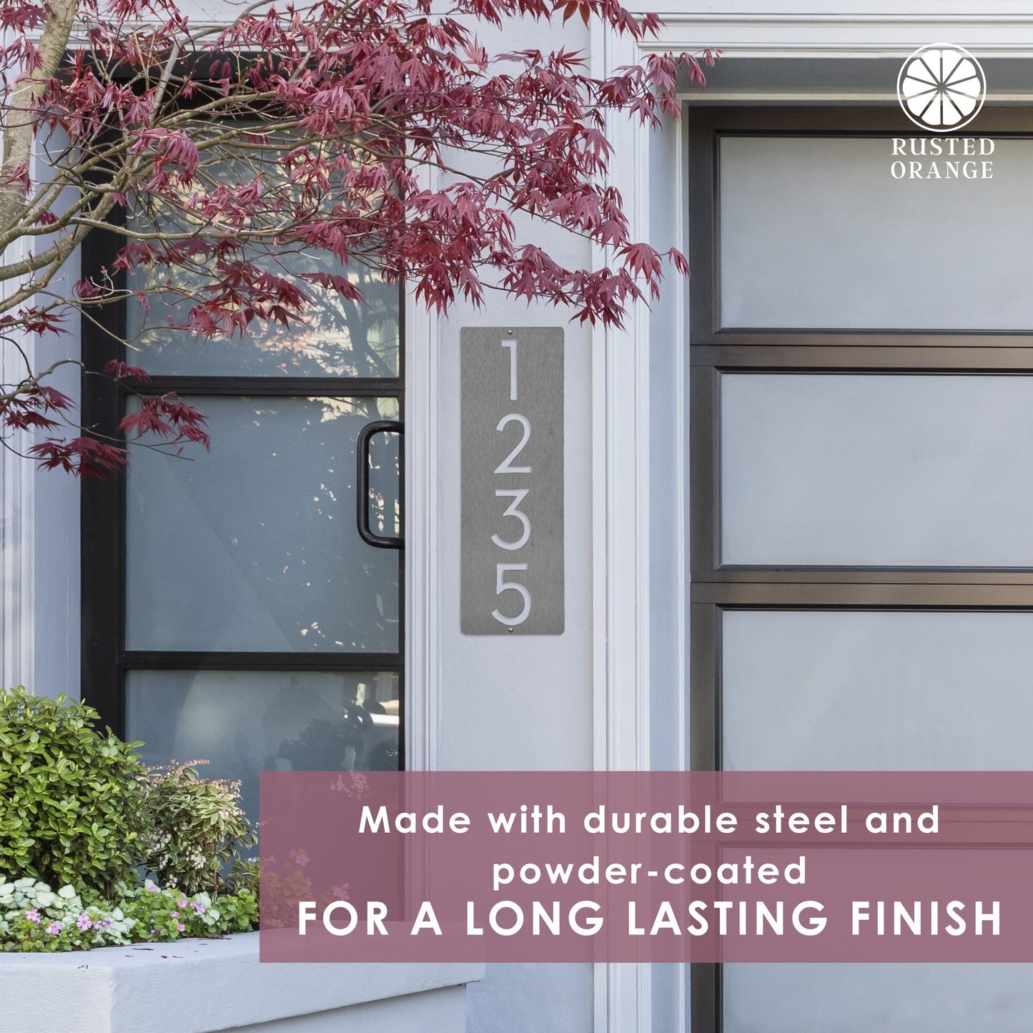 Cider House Rectangular Address Plaque - Metal Vertical House Numbers For Outside Home