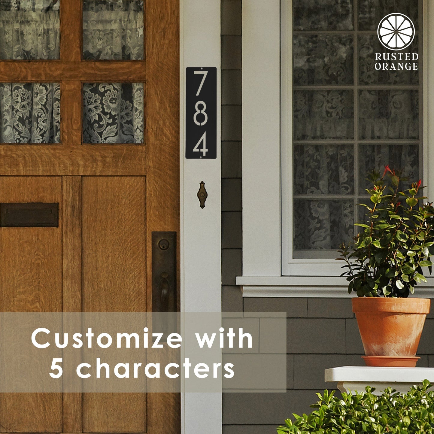 Cider House Rectangular Address Plaque - Metal Vertical House Numbers For Outside Home