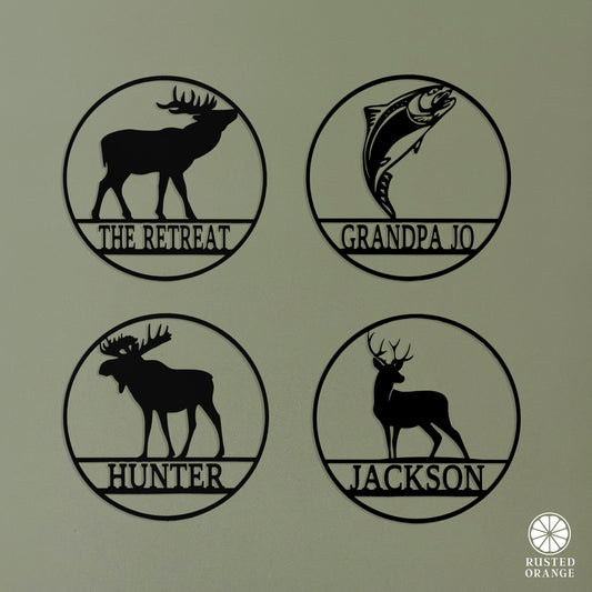 Wildlife Signs - Personalized Hunting Decor for Cabin, Gifts for Men - Custom Cowboy Western Wall Decor With Name