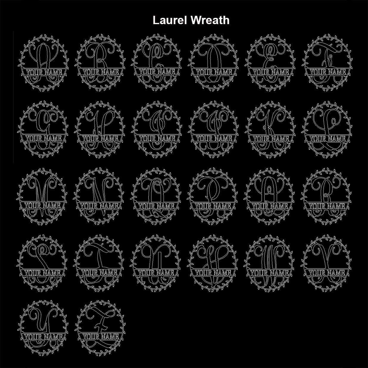 Laurel Wreath Monogram - Personalized Metal Name Sign With Laurel Leaf Design