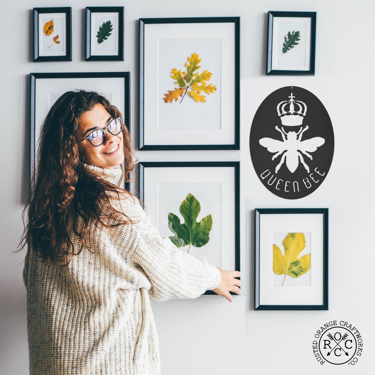 Queen Bee Sign - Unique Metal Bumble Bee Sign for Farmhouse Honey Hive