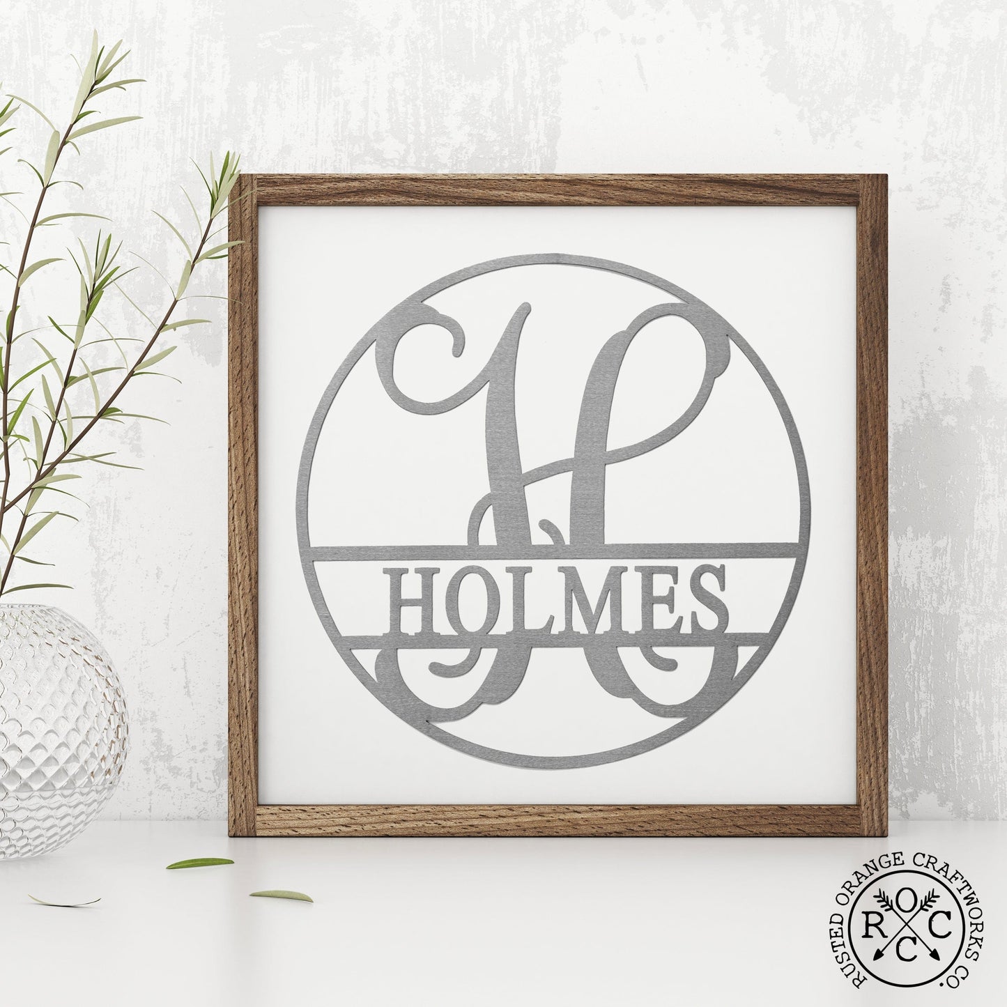 Circle Monogram With Name -  Monogram Last Name Signs for Home