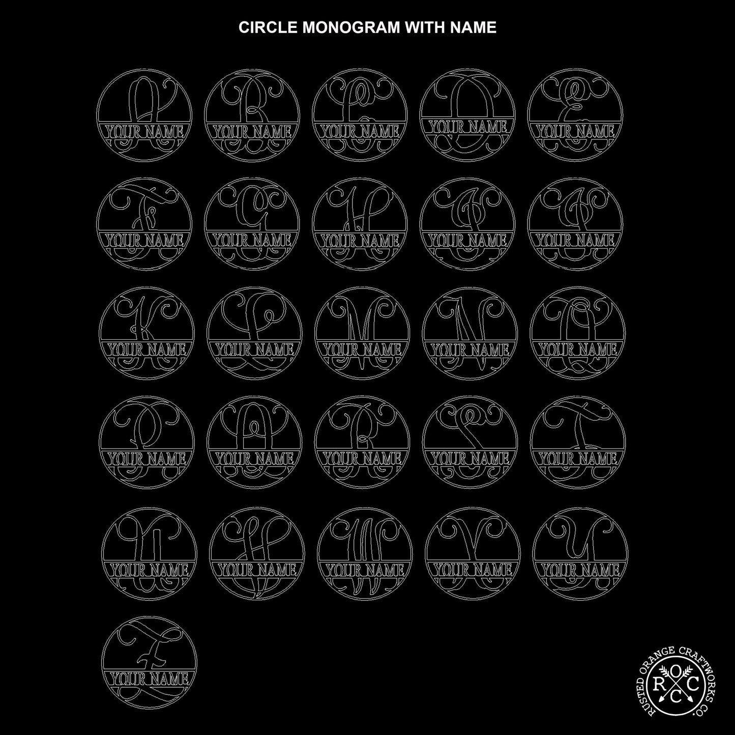 Circle Monogram With Name -  Monogram Last Name Signs for Home