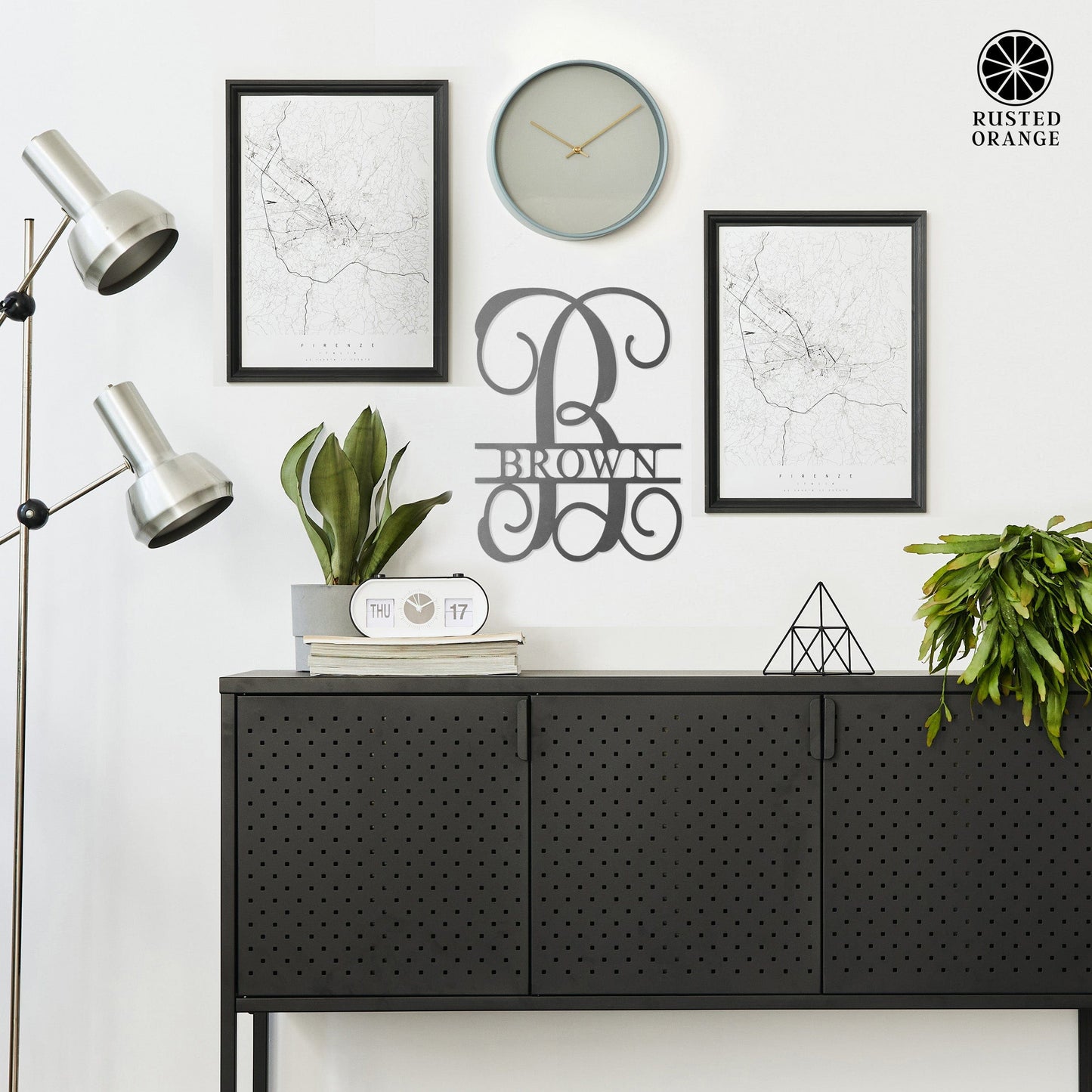 16" Fancy Letter Monogram - Custom Metal Family Sign House Name Plates