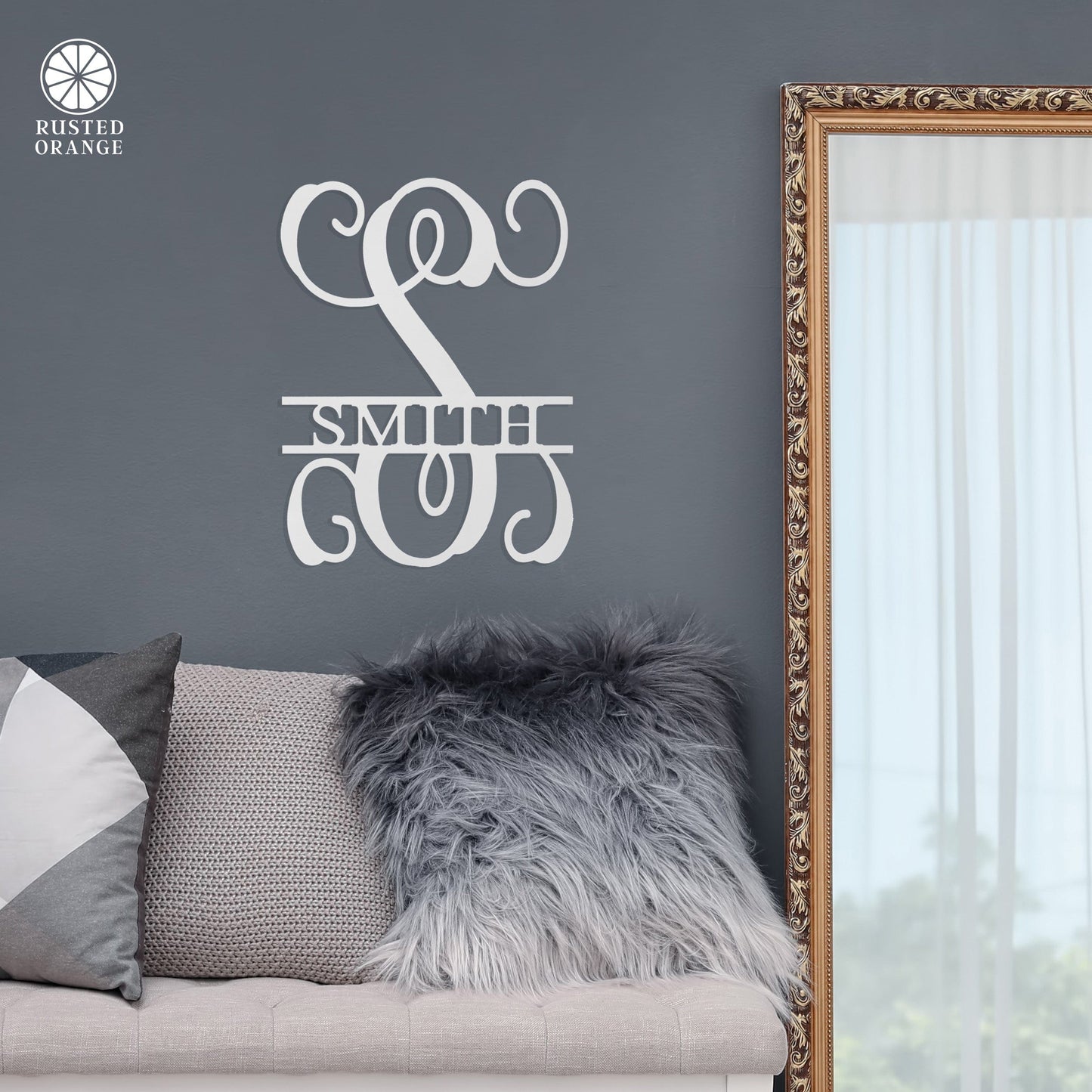 16" Fancy Letter Monogram - Custom Metal Family Sign House Name Plates