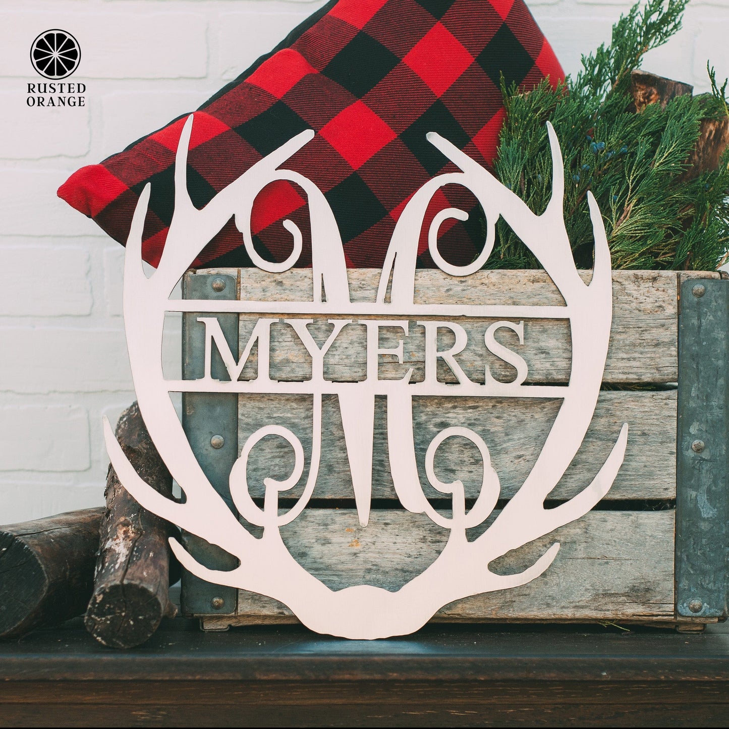 Antler Monogram with Name - Custom Metal Name Sign for Home Antler