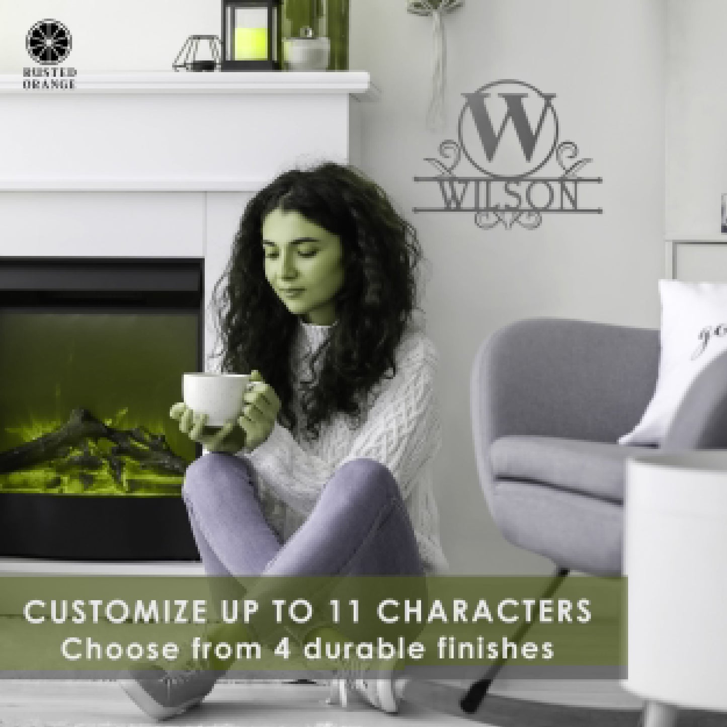 Austen Monogram - 2 Sizes - Metal Name Signs Personalized Monogram