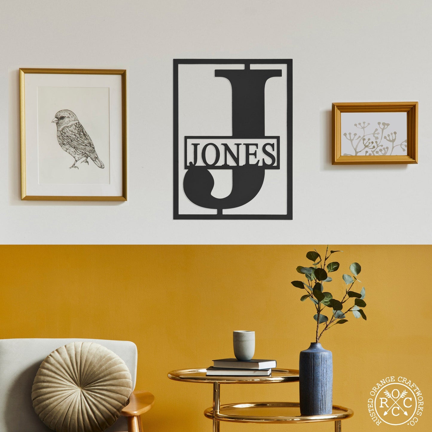 Block Border Monogram - Custom Metal Family Sign House Name Plates